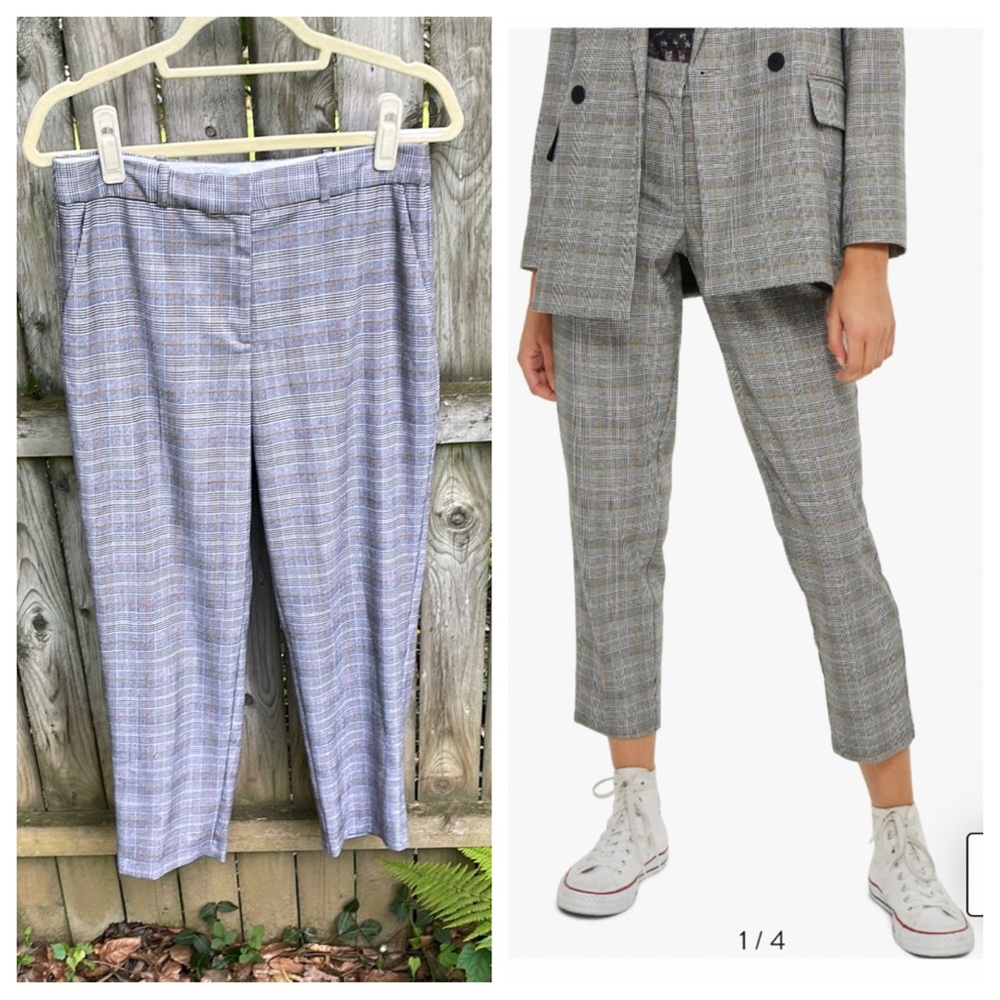 FREE w/purchase Topshop Check Taper Leg Trousers Plaid Pants crop 8 (fit lk 6-8)